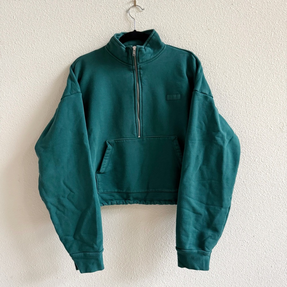 Set Active Quarter Zip Pullover Womens Large Green Good Cropped Athleisure